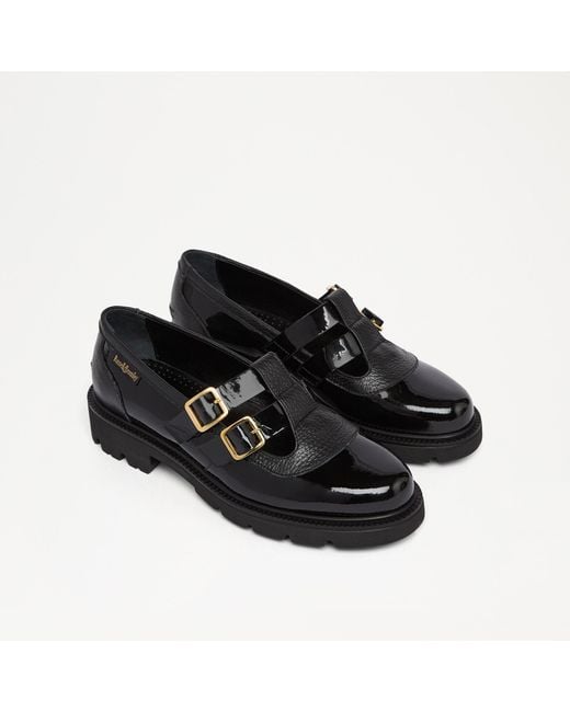 Russell & Bromley Black Anchor Mary Jane Lug Sole Loafer
