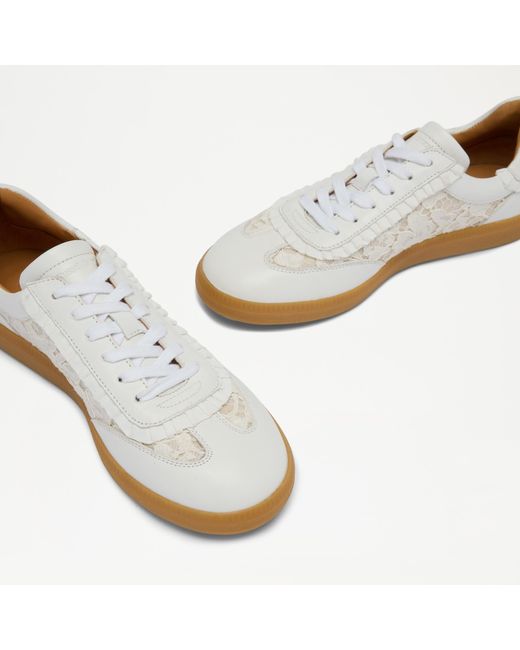 Russell & Bromley White Nordic Lace Feature Lace Trainer