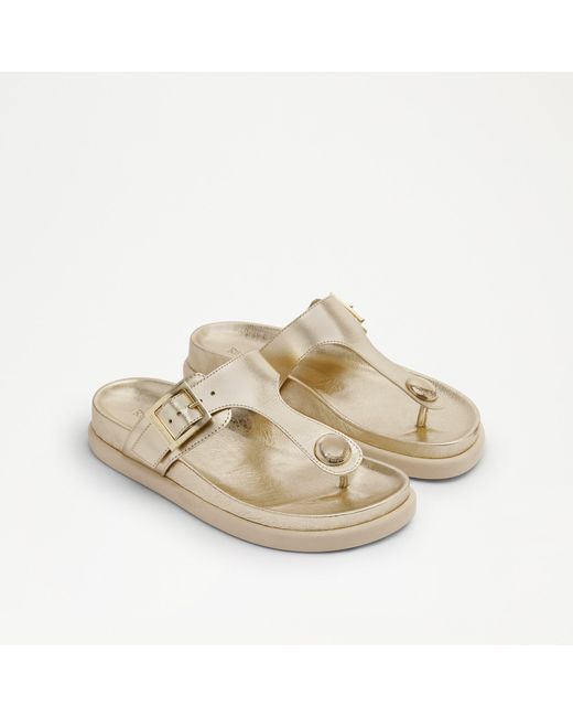 Russell & Bromley Natural Phoenix Women's Gold Thong Footbed Sandal