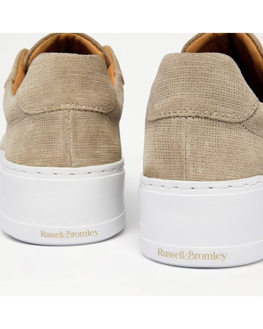 Russell & Bromley Natural Park Mid Women's Beige Suede Flatform Mid Laceless Sneakers