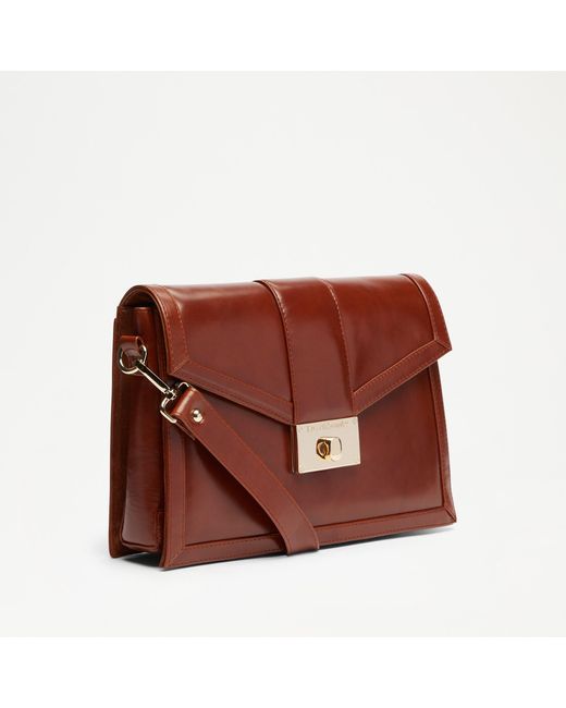 Russell & Bromley Southbank Women's Tan Brown Leather Structured Cross Body Bag