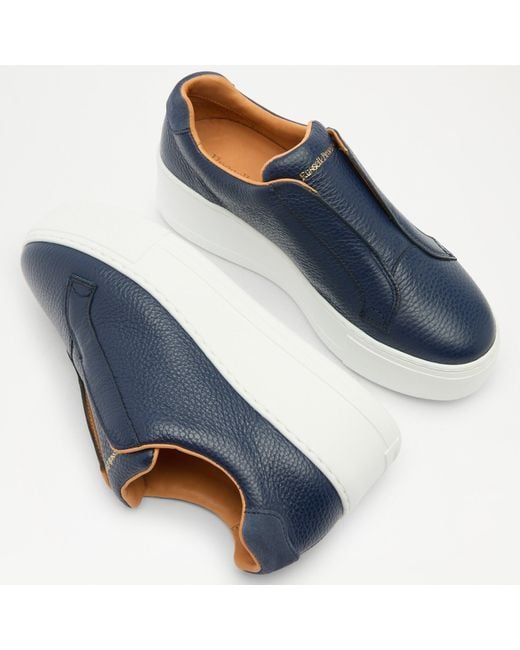 Russell & Bromley Blue Park Up Flatform Laceless Sneaker