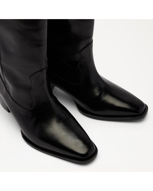 Russell & Bromley Black Calle High Western Knee-high Boot
