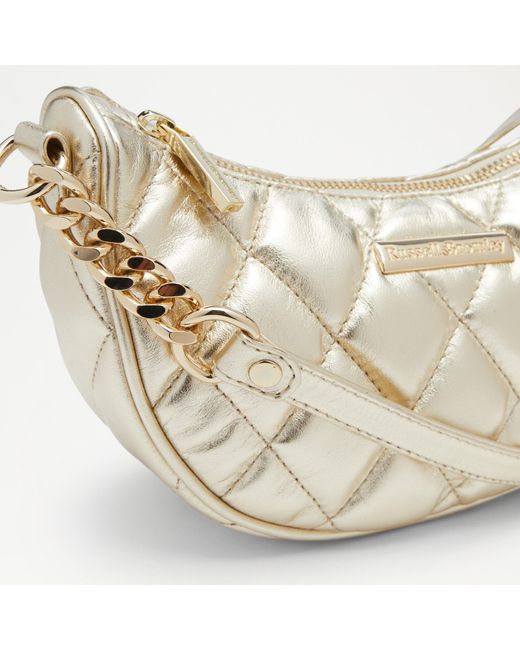 Russell & Bromley Metallic Mini Moon Women's Gold Mini Quilted Crossbody Bag