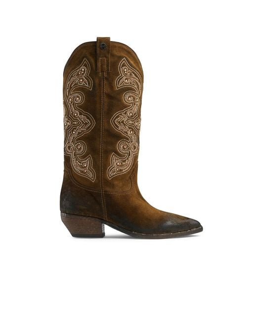 Russell & Bromley Brown Wildwest Embroidered Western