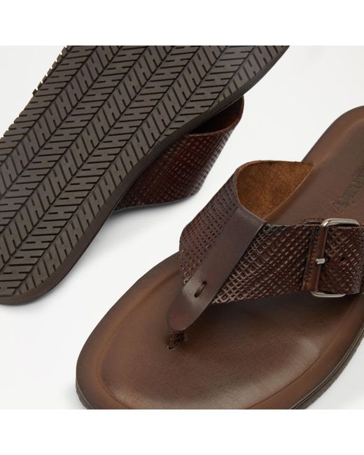 Russell & Bromley Brown Buckle Up Toe-post Buckle Sandal for men