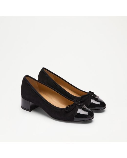 Russell Bromley Charming Mid Block Heel Ballet Pump in Black Lyst UK