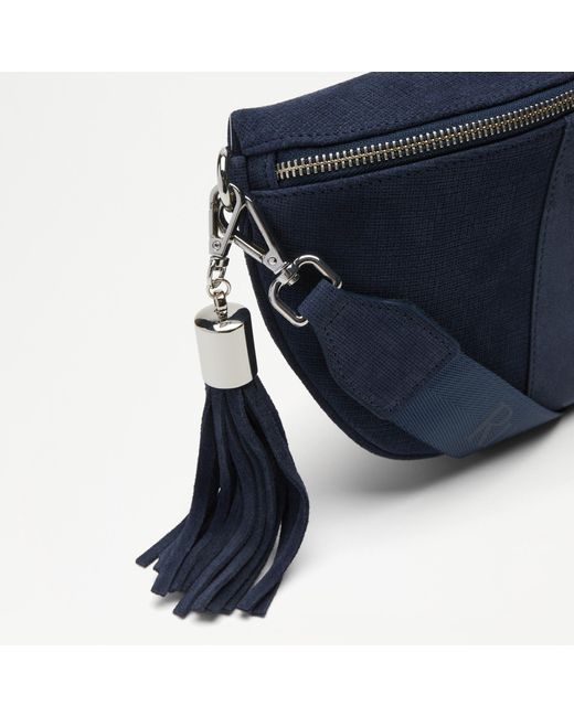 Russell & Bromley Blue Rotate Curved Crossbody Bag