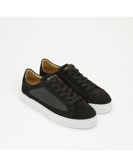 Russell & Bromley Finlay Men's Black Leather & Suede Colour Block Retro Laced Sneakers for men