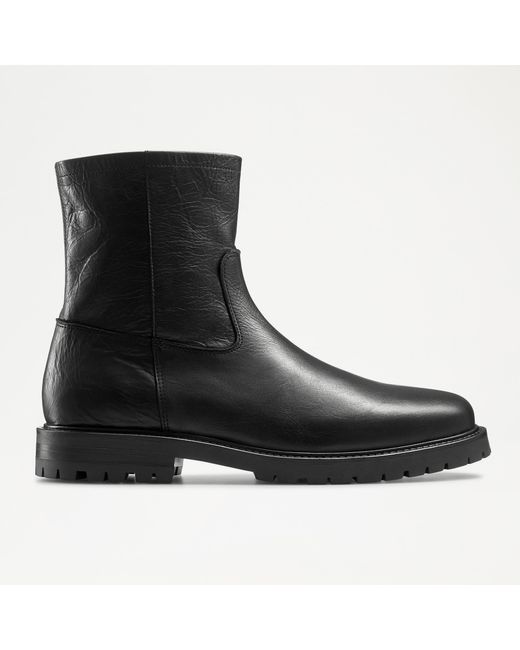 Russell & Bromley Alashan Men's Black Round Toe Zip Ankle Boot for men