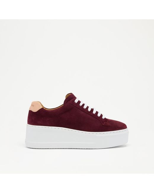 Russell & Bromley Red Park Cord Lace Up Flatform Trainer