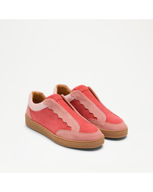 Russell & Bromley Pink Roll Up Scallop Laceless Trainer