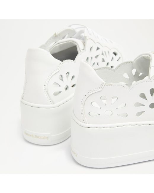 Russell & Bromley Park Laser Women's White Flatform Laser Cut Sneaker