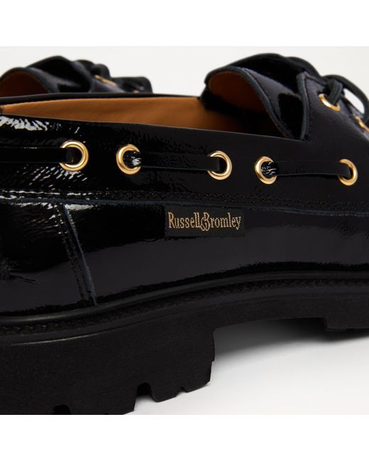 Russell & Bromley Black Quayside Cleated Boat Shoe