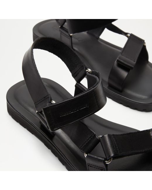 Russell & Bromley Black Montego Trek Leather Sandal for men