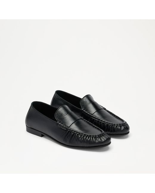 Russell & Bromley Black Apley Ruched Loafer