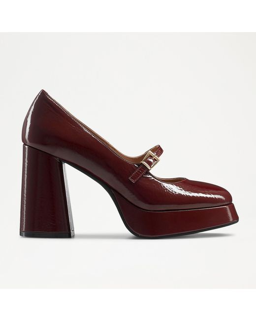 Russell & Bromley Red Mary High Block Platform Mary Jane