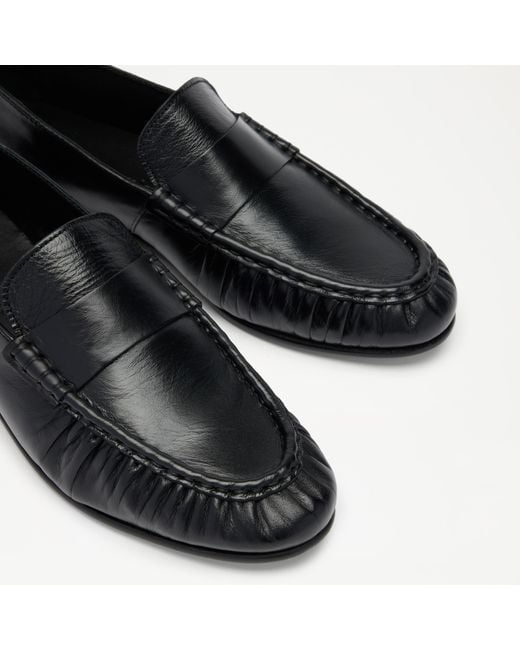 Russell & Bromley Black Apley Ruched Loafer