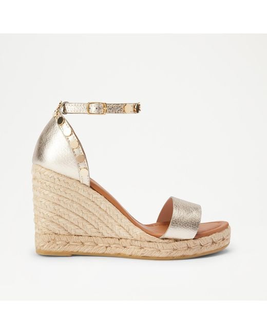 Russell & Bromley Natural Coin Spin Stud Wedge Espadrille