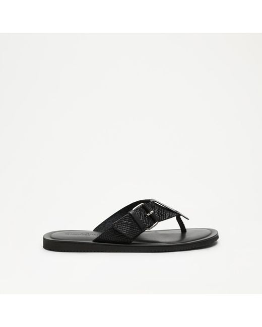 Russell & Bromley Black Buckle Up Toe-post Buckle Sandal for men