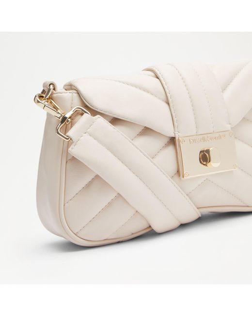 Russell & Bromley Natural Jolie Women's White Leather Quilted Curved Shoulder Bag