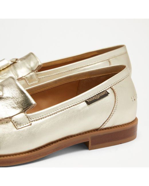 Russell & Bromley Natural Chester Women's Gold Leather Fringe Tassel Loafers