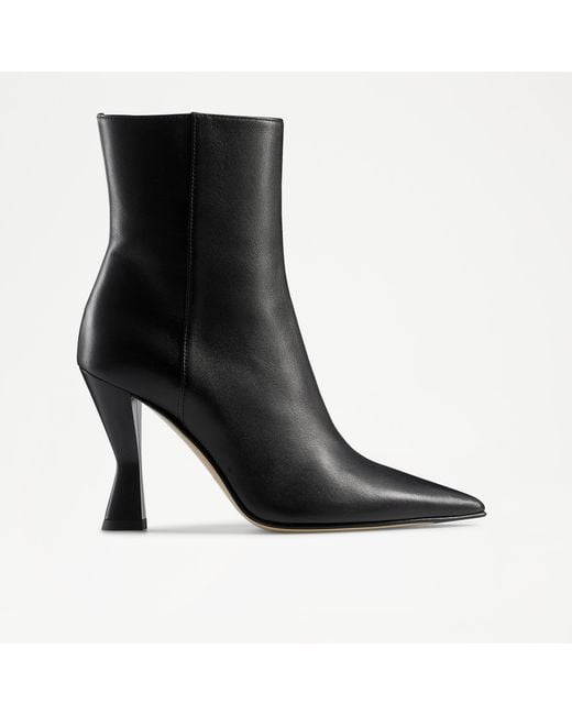 Russell & Bromley Boujee Women's Feature Heel Pointed Toe Ankle Boots, Black, Nappa Leather