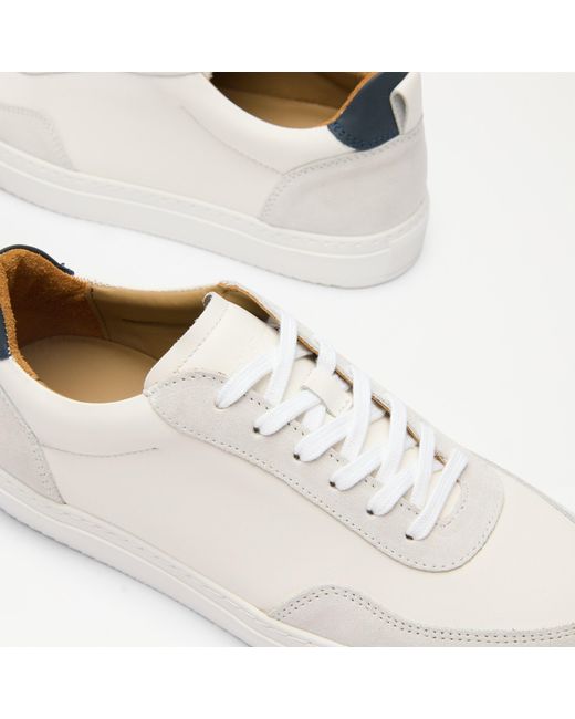 Russell & Bromley White Ralley Mix Material Sneaker for men