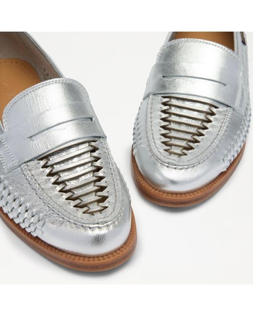 Russell & Bromley White Larton Woven Saddle Loafer