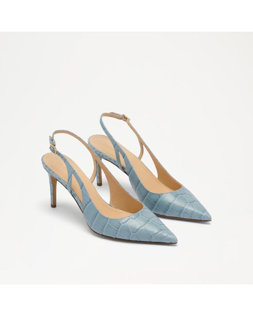 Russell & Bromley Blue Liney Cutout Slingback Heel