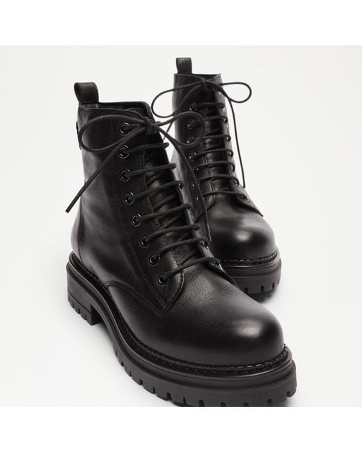 Russell & Bromley Combat 8 Women's Black Eyelet Military Boot