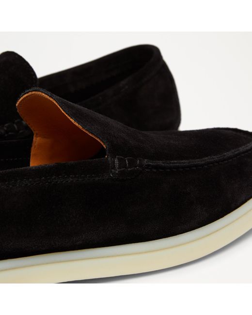 Russell & Bromley Carmel Mens Pointed Toe Soft Slip On Casual Shoes, Slip-resistant Black, Suede for men
