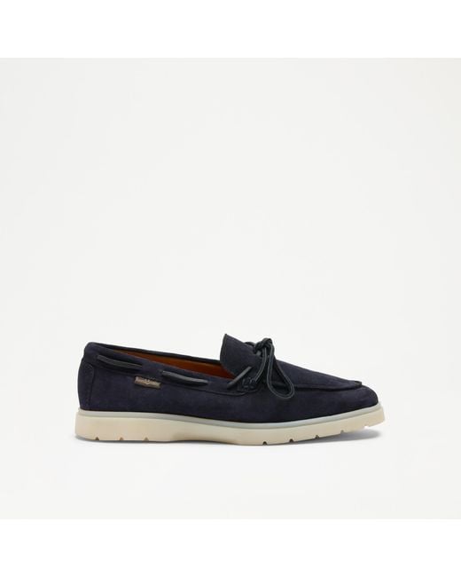 Russell & Bromley Blue Camerino & Suede Lace Tie Loafer for men