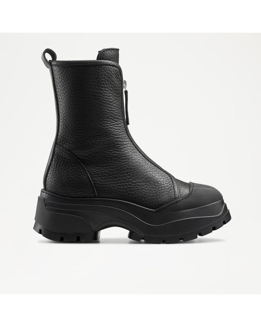 Russell & Bromley Black Snowdream Extreme Track Sole Front Zip Snow Boot