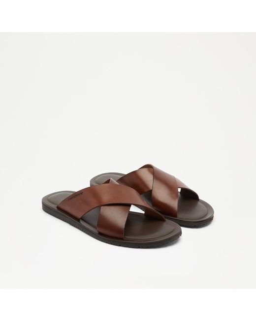 Russell & Bromley Dalvey Men's Brown Cross Strap Sandal