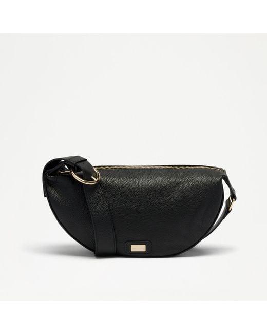 Russell & Bromley Black Parabola Half Moon Crossbody Bag