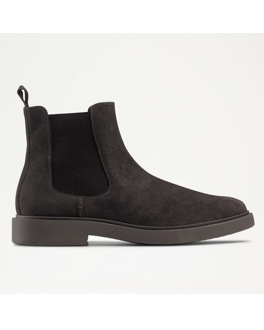 Russell & Bromley Black Caserta Men's Grey Suede Drench Casual Chelsea Boots for men