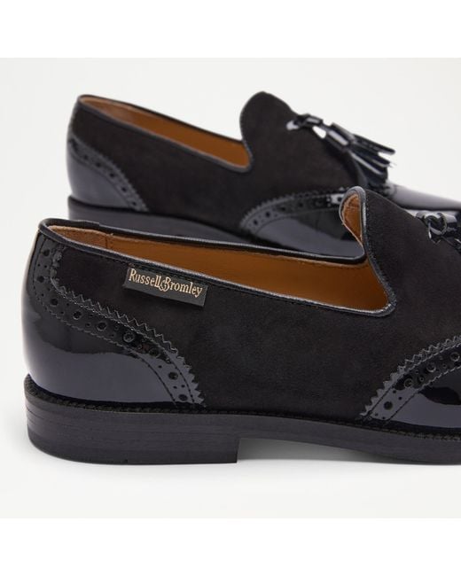 Russell & Bromley Black Tassel Brogue Tassel Loafer