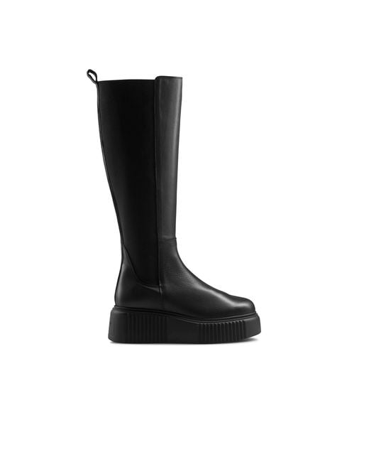 Russell & Bromley Black Tough Love Hi Ribbed Sole Knee High Boot