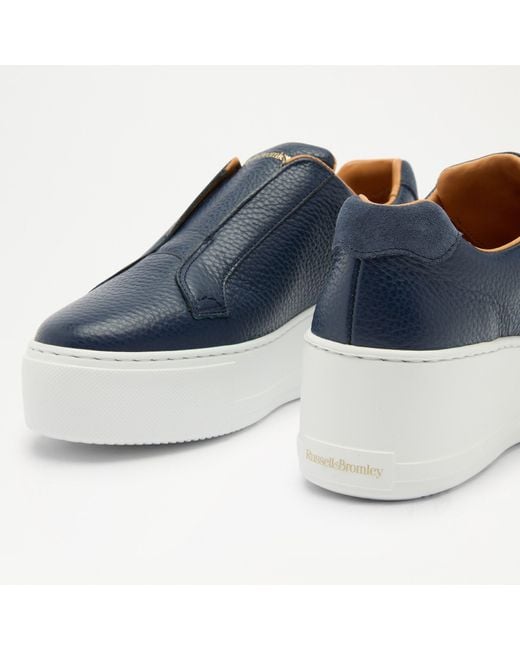 Russell & Bromley Blue Park Up Flatform Laceless Sneaker