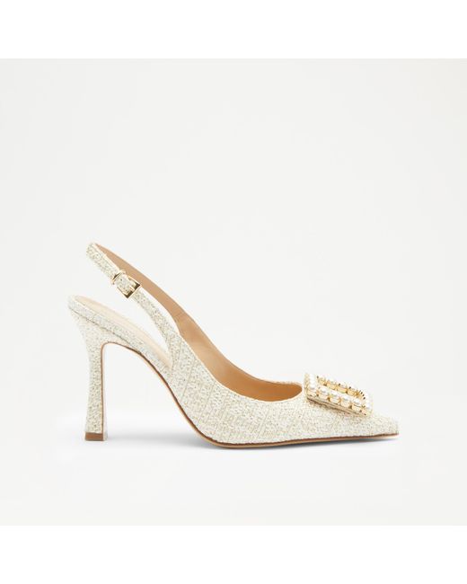 Russell & Bromley White Midnight Pearl Trim Sling