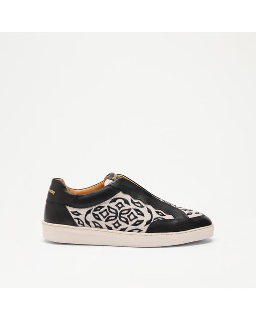 Russell Bromley Gemini Roll Up Embroidered Laceless Trainer in Black Lyst UK