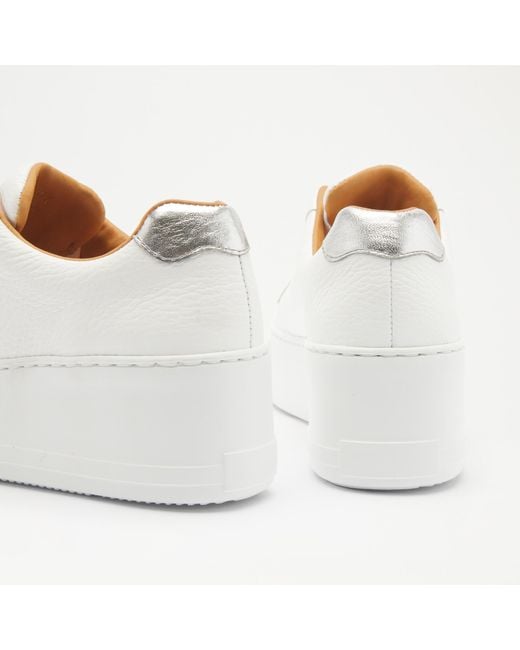 Russell & Bromley Park Tie Women's White Lace Up Flatform Sneaker