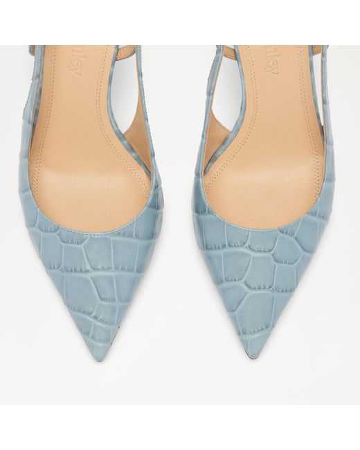 Russell & Bromley Blue Liney Cutout Slingback Heel