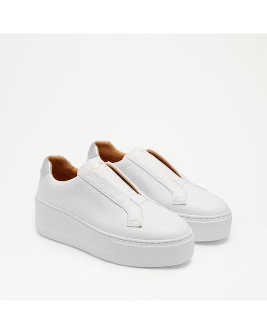 Russell & Bromley Park Up Women's White Laceless Flatform Sneaker