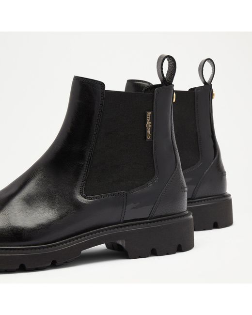 Russell & Bromley Upminster Women's Black Leather Lug Sole Chelsea Boots