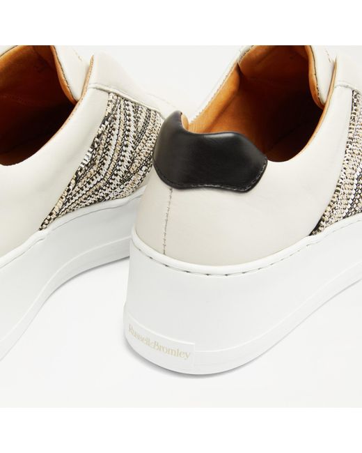 Russell & Bromley White Park Up Women's Neutral Laceless Flatform Sneaker