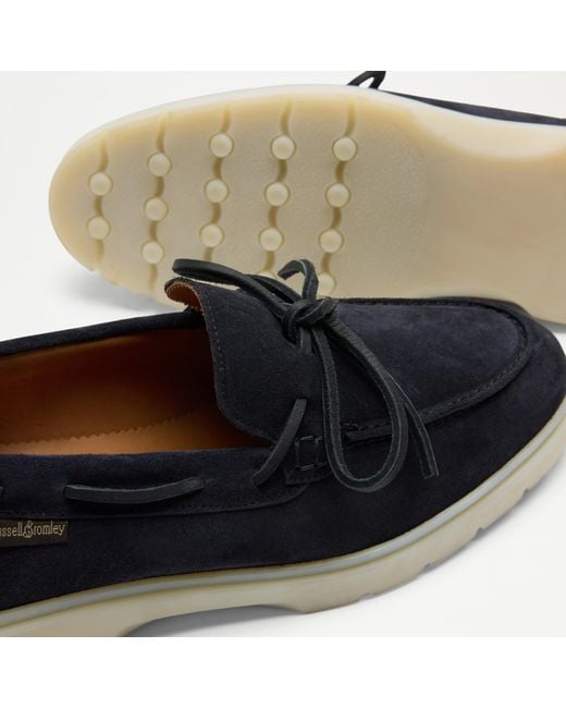 Russell & Bromley Blue Camerino & Suede Lace Tie Loafer for men