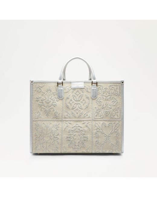 Russell & Bromley Metallic Gemini Women's Silver/natural Woven Tote
