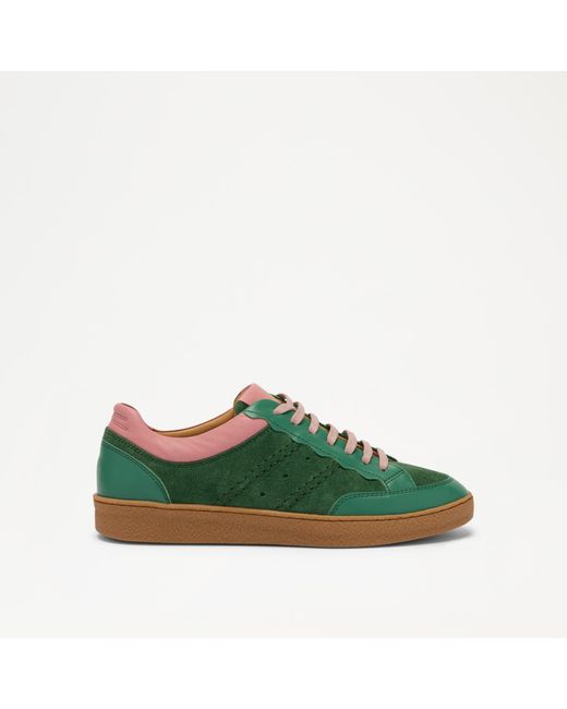 Russell & Bromley Green Roller Scalloped Lace Up Trainer